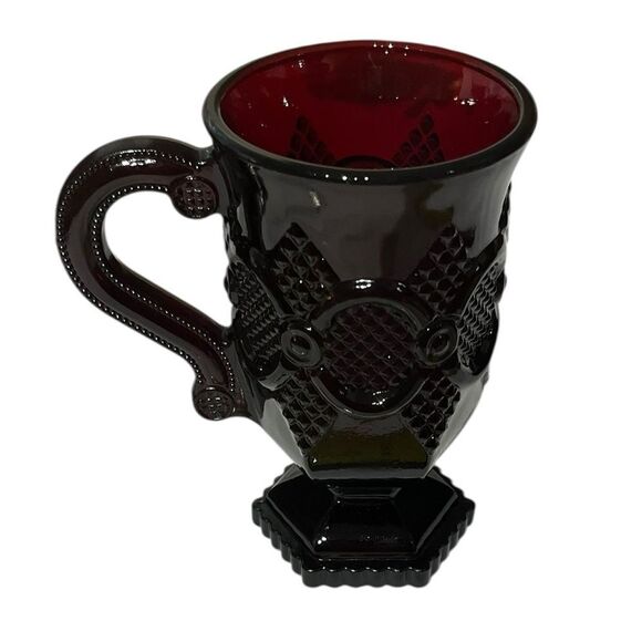 Avon Vintage 1876 Cape Cod Collection Ruby Red Footed Mugs, Set of 2 - Picture 5 of 8